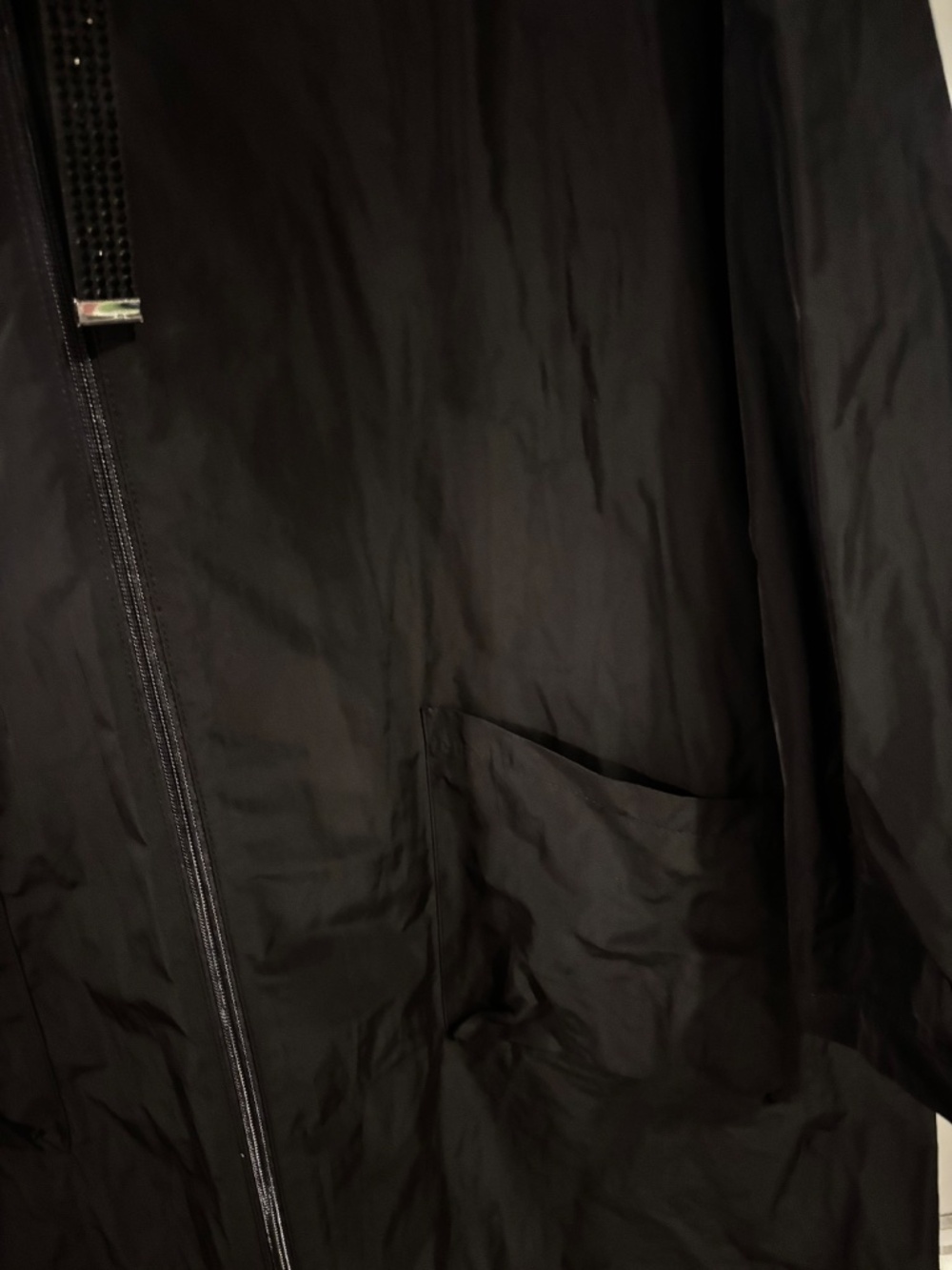 Joseph Ribkoff Long Flared Shape Coat Full Zip Drawstring Hood Sz 6 Black - Picture 6 of 13